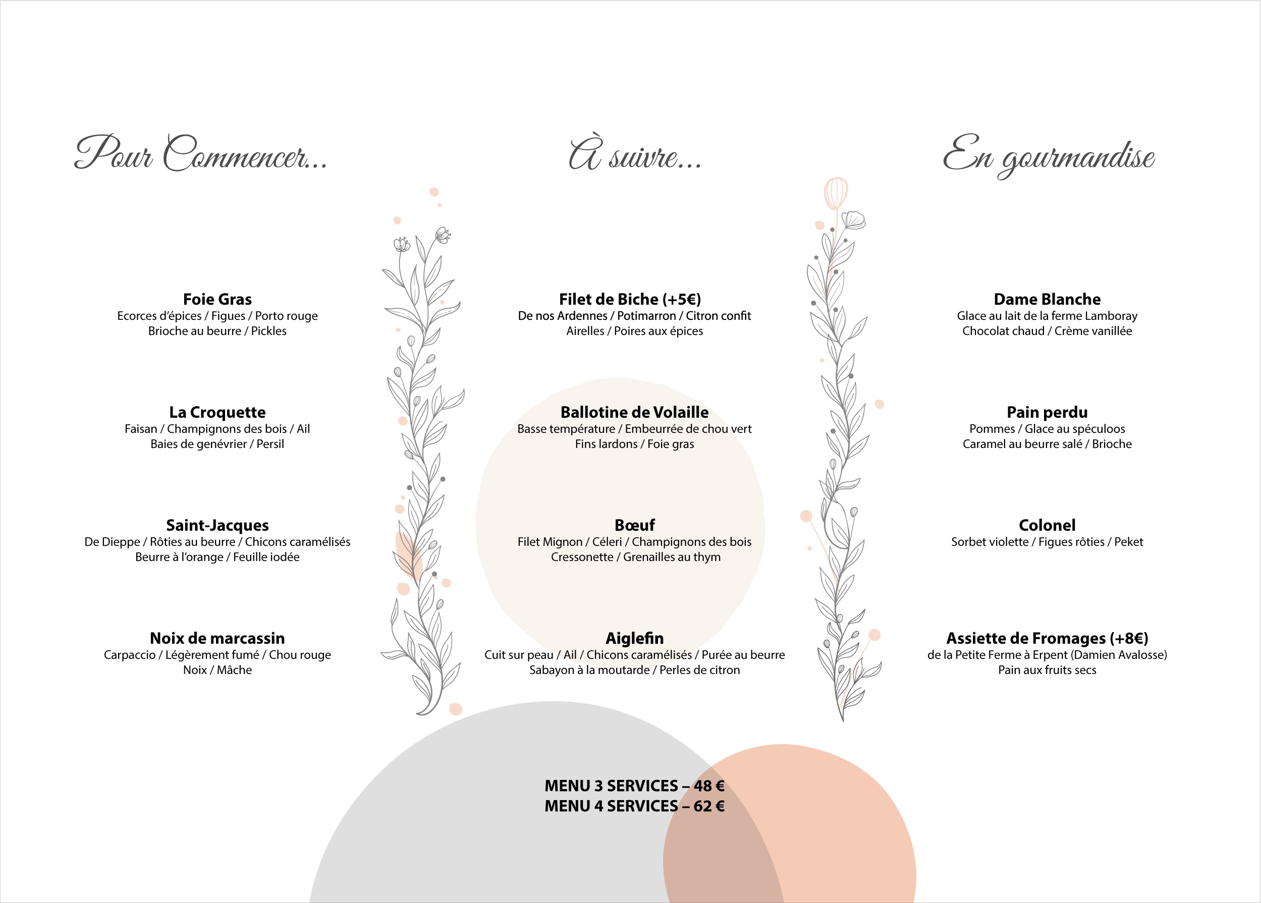 La carte de La Table du Moulin